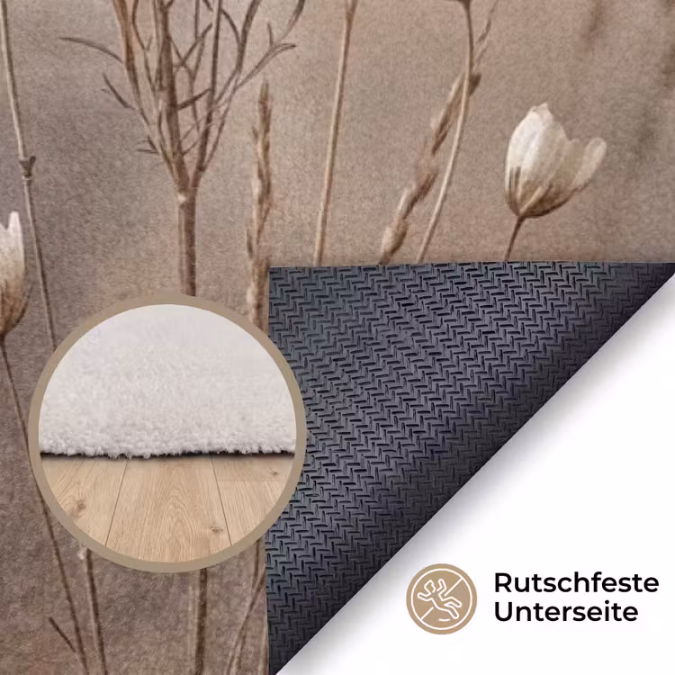 Wilde bloemen - Botanisch - Vintage - Natuur - Rustiek Vloerkleed Rechthoek klein -uniquesellingpoint_antislip_DE_DE