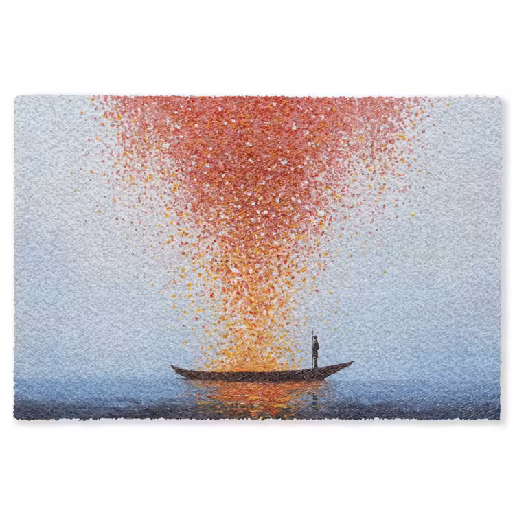 Wolk - Confetti - Boot - Wateroppervlakte Vloerkleed Rechthoek klein -3d