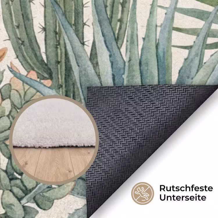Woestijn - Planten - Groen Vloerkleed Rechthoek klein -uniquesellingpoint_antislip_DE_DE