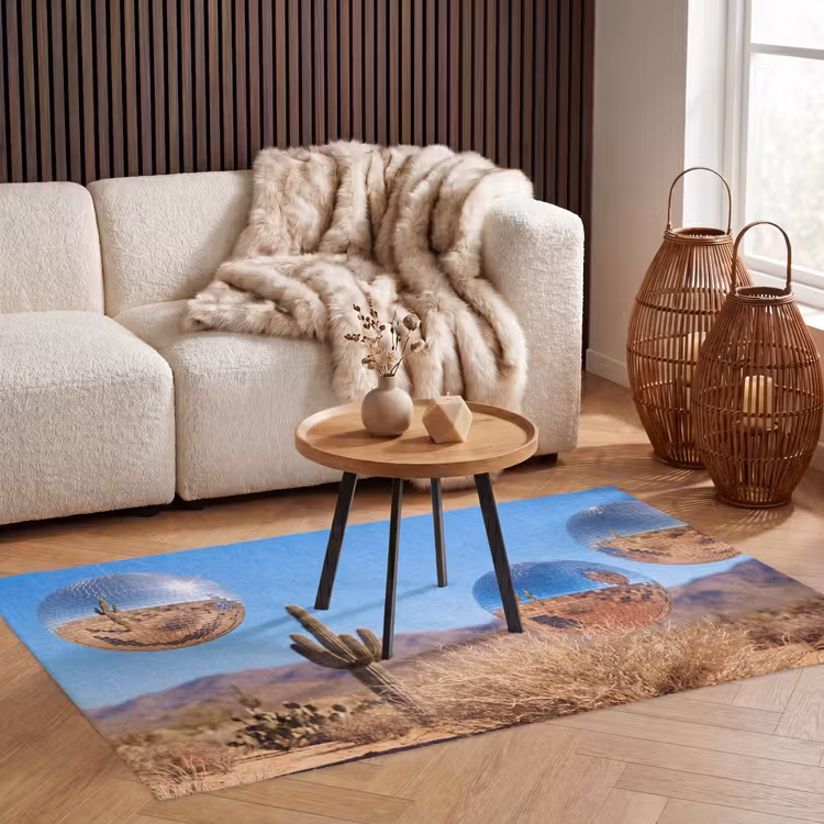 Teppich - Wüste – Spiegelkugel – Kunst - Woestijn - Spiegelbal - Kunst Vloerkleed Rechthoek klein
