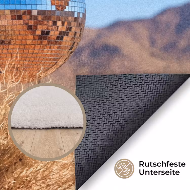 Teppich - Wüste – Spiegelkugel – Kunst - Woestijn - Spiegelbal - Kunst Vloerkleed Rechthoek klein