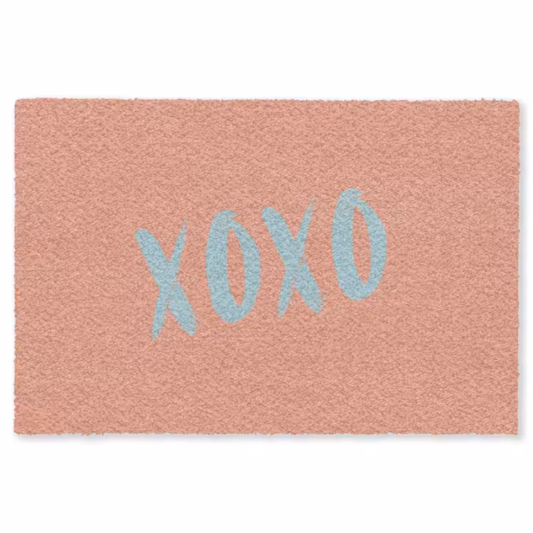 XOXO - Blauw - Perzikkleur Vloerkleed Rechthoek klein -3d