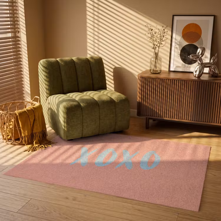 XOXO - Blauw - Perzikkleur Vloerkleed Rechthoek klein -atmosphere_sfeer1_global