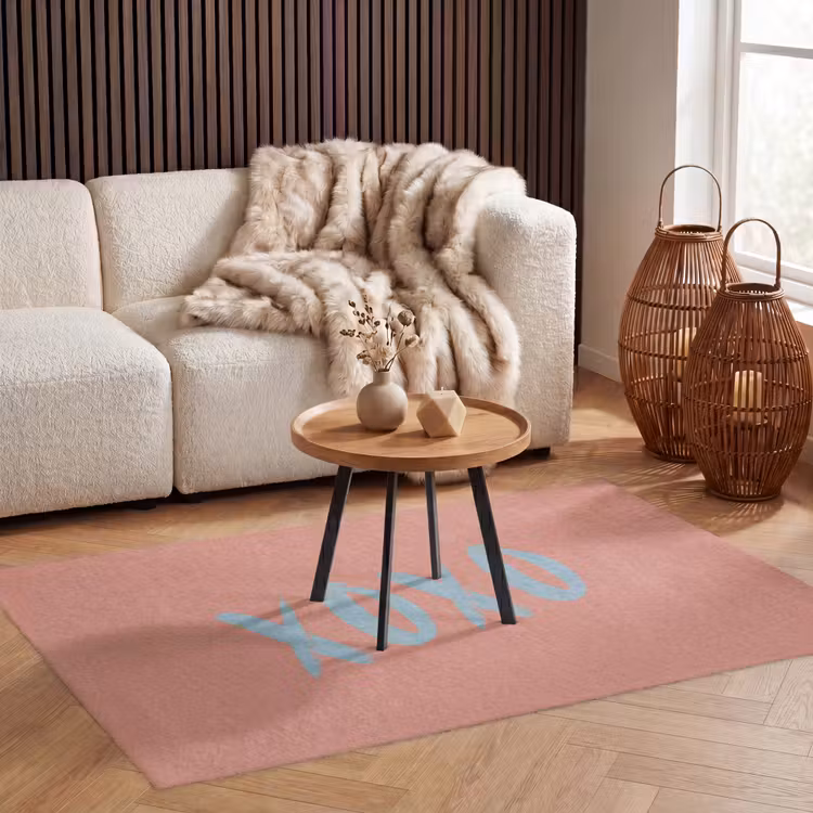 XOXO - Blauw - Perzikkleur Vloerkleed Rechthoek klein -atmosphere_sfeer2_global