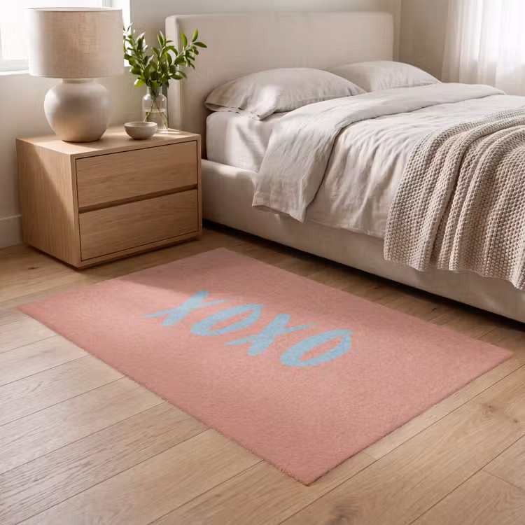 XOXO - Blauw - Perzikkleur Vloerkleed Rechthoek klein -atmosphere_sfeer3_global