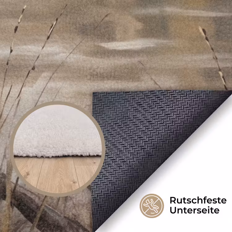 Winterkoninkje - Tak - Rivier - Natuur - Sfeervol Vloerkleed Rechthoek klein -uniquesellingpoint_antislip_DE_DE