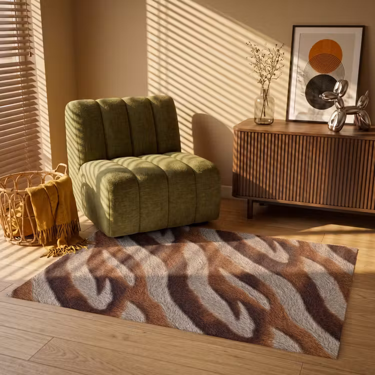Zebra - Bruin - Patroon Vloerkleed Rechthoek klein 1091 -atmosphere_sfeer1_global
