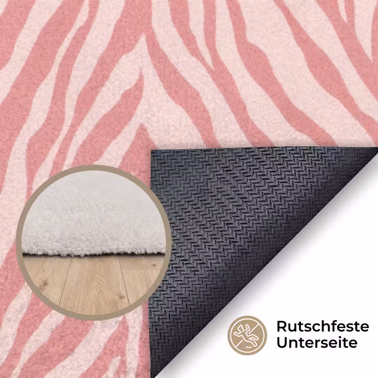Zebra - Print - Roze Vloerkleed Rechthoek klein 1091 -uniquesellingpoint_antislip_DE_DE