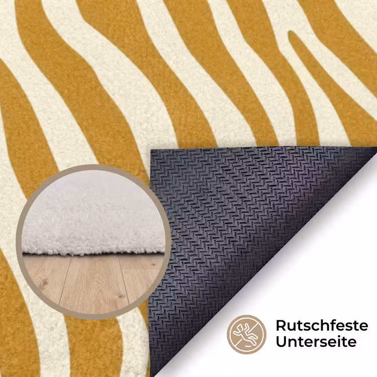 Zebra - Klassiek - Oker - Geel Vloerkleed Rechthoek klein 1091 -uniquesellingpoint_antislip_DE_DE