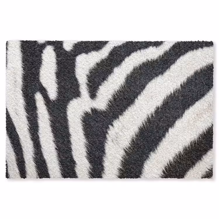 Zebra - Vacht - Klassiek - Zwart - Wit Vloerkleed Rechthoek klein -3d