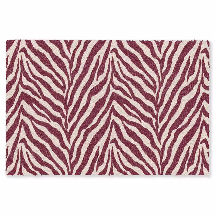 Zebra - Motief - Bordeaux - Rood Vloerkleed Rechthoek klein 1091 -3d