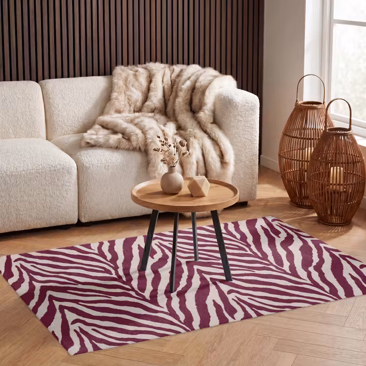 Zebra - Motief - Bordeaux - Rood Vloerkleed Rechthoek klein 1091 -atmosphere_sfeer2_global