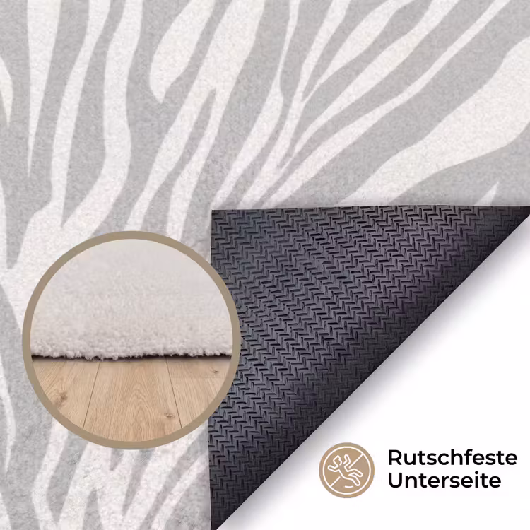 Zebra - Motief - Grijs Vloerkleed Rechthoek klein 1091 -uniquesellingpoint_antislip_DE_DE