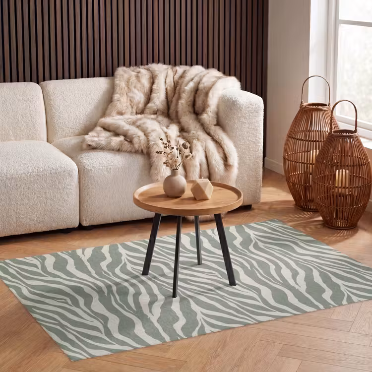 Zebra - Motief - Groen Vloerkleed Rechthoek klein 1091 -atmosphere_sfeer2_global