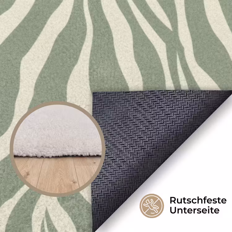 Zebra - Motief - Groen Vloerkleed Rechthoek klein 1091 -uniquesellingpoint_antislip_DE_DE