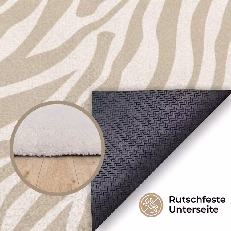 Zebra - Patroon - Beige Vloerkleed Rechthoek klein 1091 -uniquesellingpoint_antislip_DE_DE