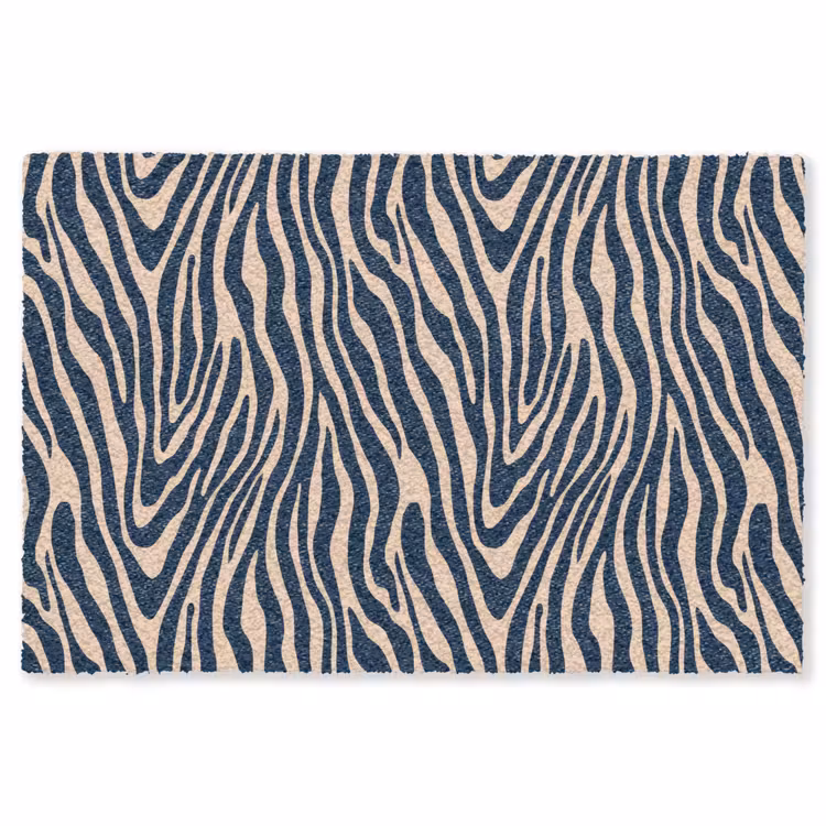 Zebra - Patroon - Blauw - Beige Vloerkleed Rechthoek klein 1091 -3d