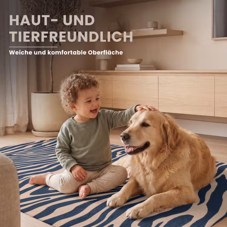 Zebra - Patroon - Blauw - Beige Vloerkleed Rechthoek klein 1091 -uniquesellingpoint_zacht_DE