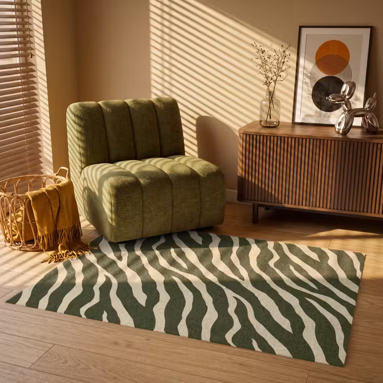 Zebra - Patroon - Groen Vloerkleed Rechthoek klein 1091 -atmosphere_sfeer1_global