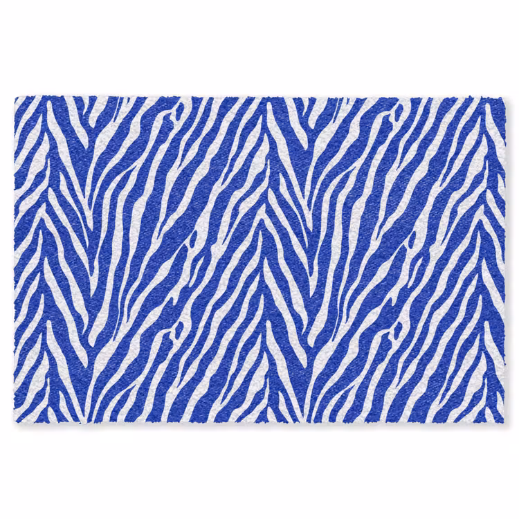 Zebra - Patroon - Kobalt - Blauw Vloerkleed Rechthoek klein 1091 -3d