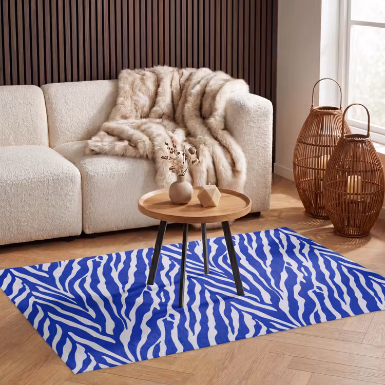 Zebra - Patroon - Kobalt - Blauw Vloerkleed Rechthoek klein 1091 -atmosphere_sfeer2_global
