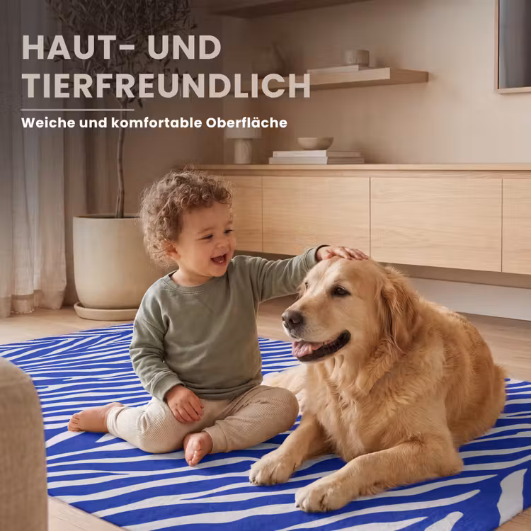 Zebra - Patroon - Kobalt - Blauw Vloerkleed Rechthoek klein 1091 -uniquesellingpoint_zacht_DE