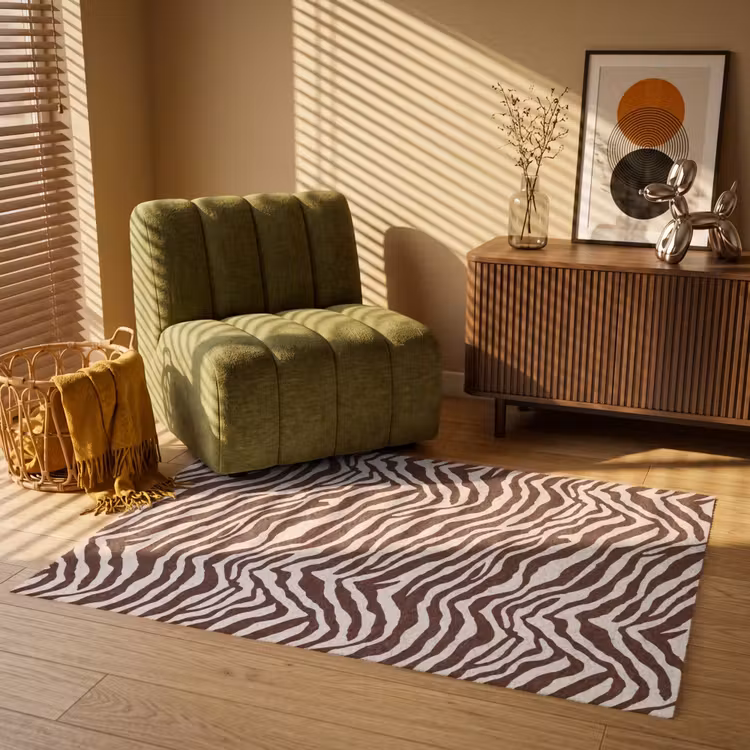 Zebra - Patroon - Zwart - Wit Vloerkleed Rechthoek klein 1091 -atmosphere_sfeer1_global