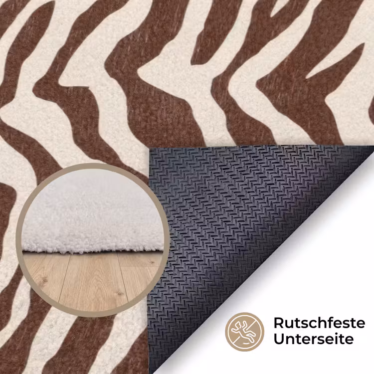 Zebra - Patroon - Zwart - Wit Vloerkleed Rechthoek klein 1091 -uniquesellingpoint_antislip_DE_DE