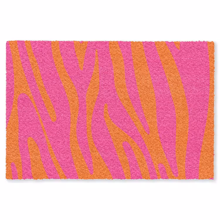 Zebraprint - Roze - Oranje - Dierenprint Vloerkleed Rechthoek klein -3d