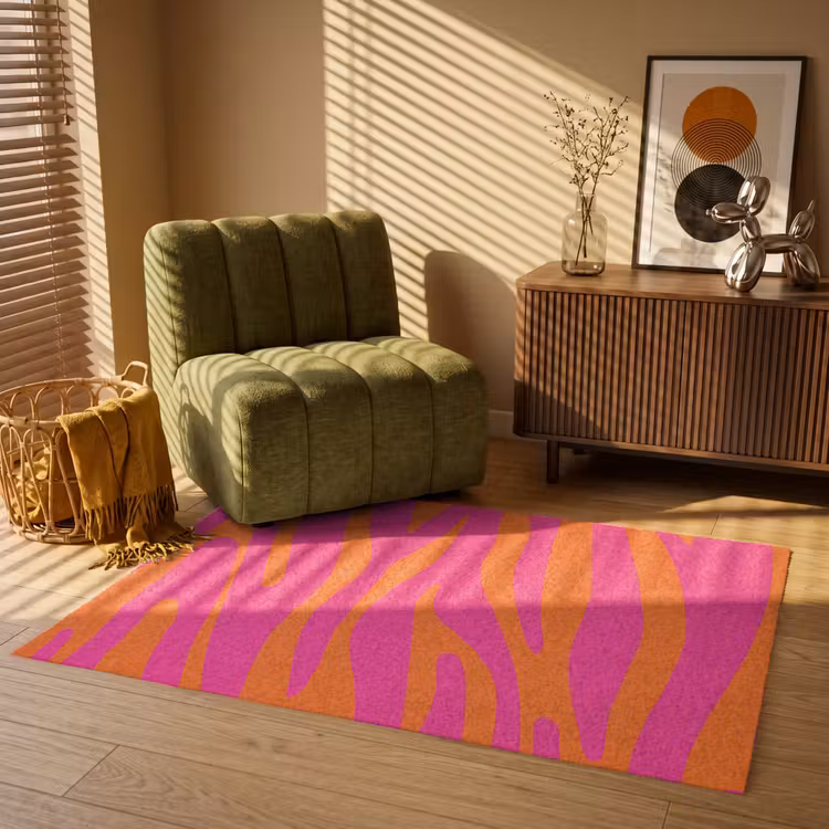Zebraprint - Roze - Oranje - Dierenprint Vloerkleed Rechthoek klein -atmosphere_sfeer1_global