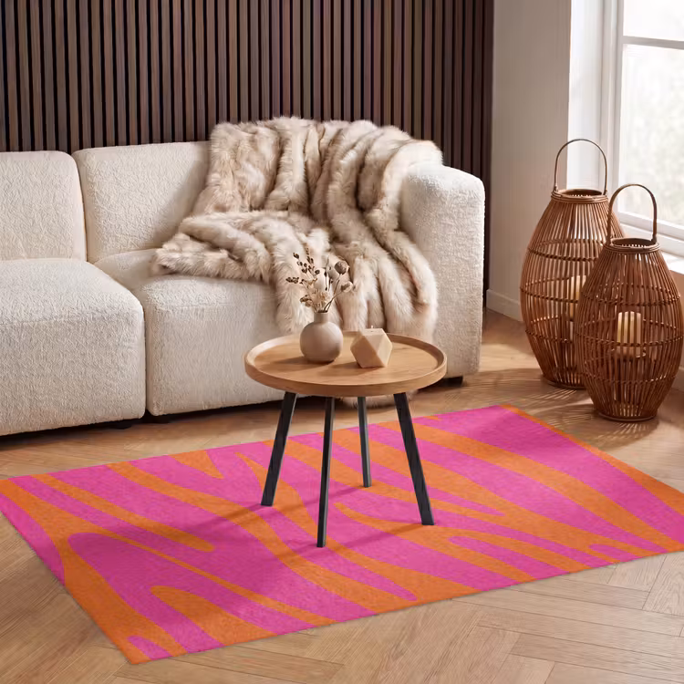 Zebraprint - Roze - Oranje - Dierenprint Vloerkleed Rechthoek klein -atmosphere_sfeer2_global