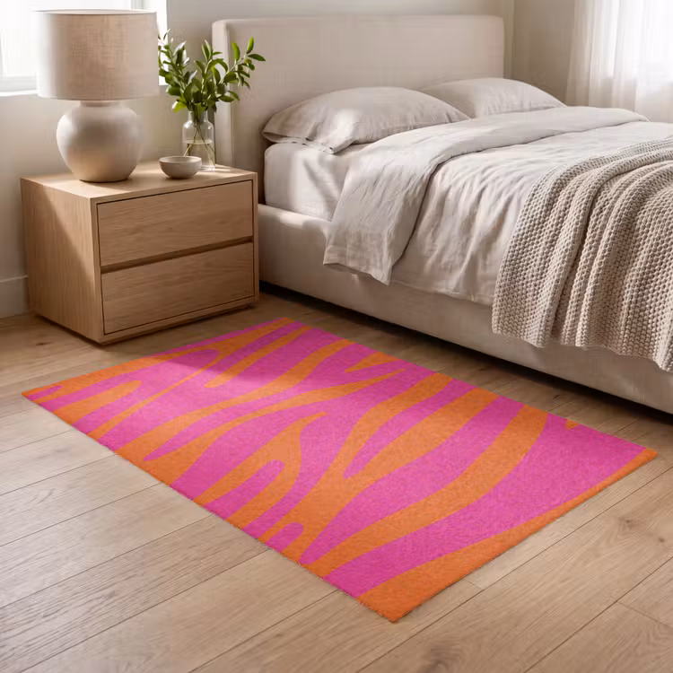 Zebraprint - Roze - Oranje - Dierenprint Vloerkleed Rechthoek klein -atmosphere_sfeer3_global