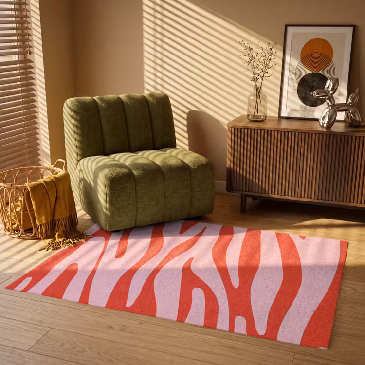 Zebraprint - Roze - Rood - Dierenprint Vloerkleed Rechthoek klein -atmosphere_sfeer1_global
