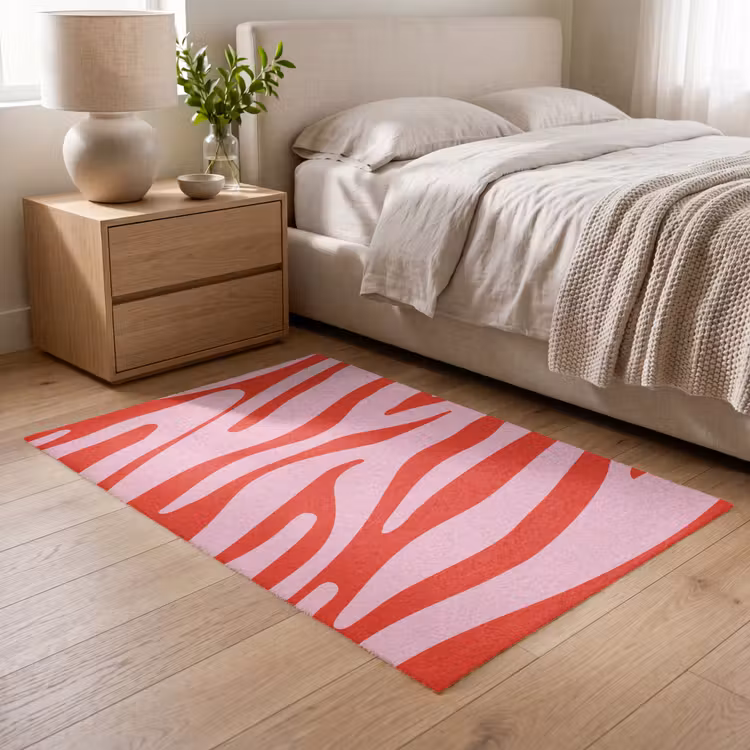 Zebraprint - Roze - Rood - Dierenprint Vloerkleed Rechthoek klein -atmosphere_sfeer3_global