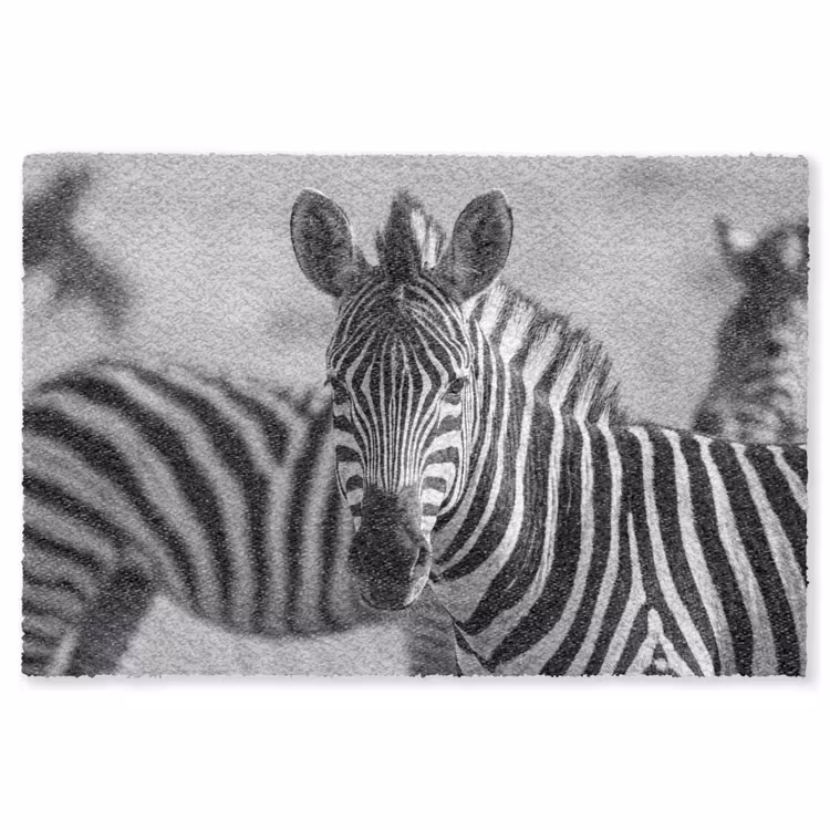 Zebra's - Zwart - Wit Vloerkleed Rechthoek klein -3d