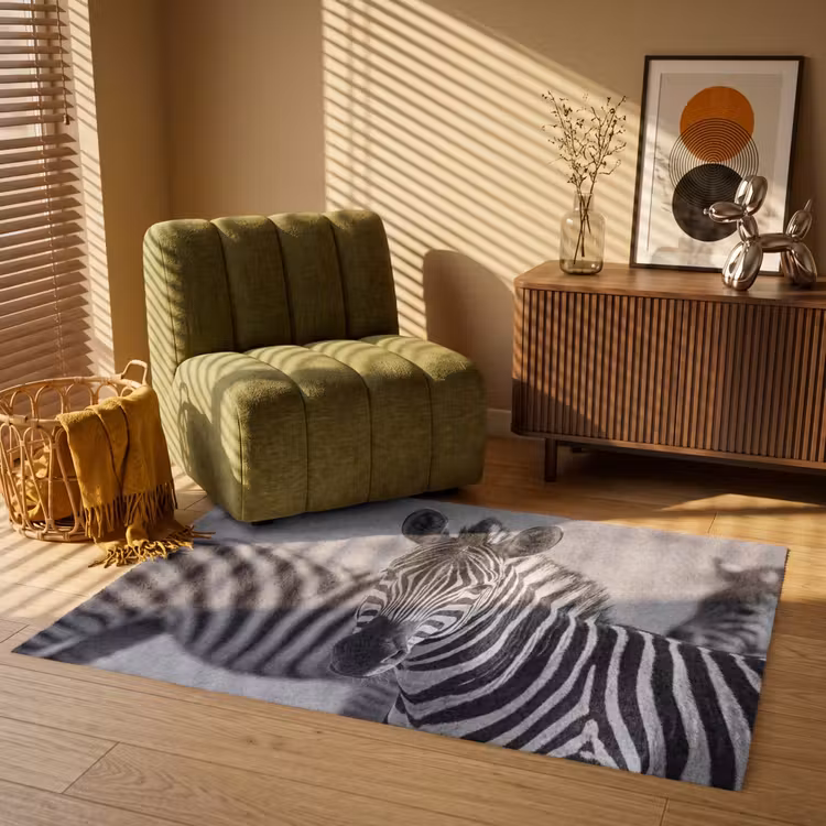 Zebra's - Zwart - Wit Vloerkleed Rechthoek klein -atmosphere_sfeer1_global