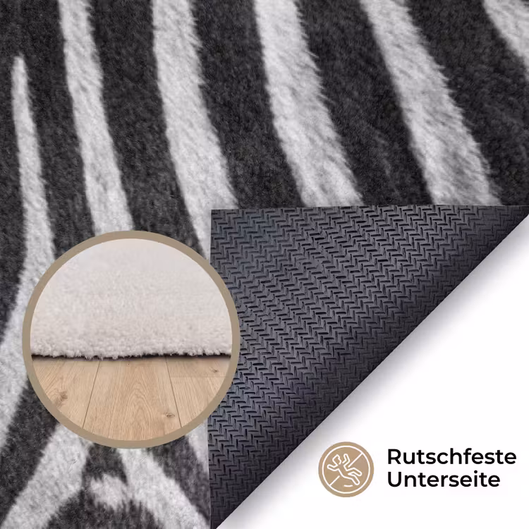 Zebra's - Zwart - Wit Vloerkleed Rechthoek klein -uniquesellingpoint_antislip_DE_DE