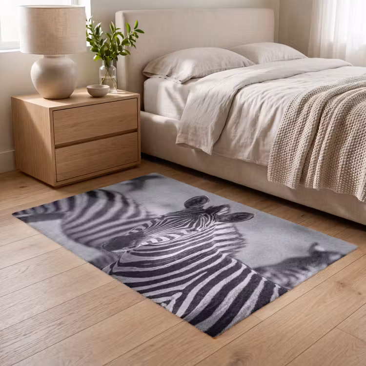 Zebra's - Zwart - Wit Vloerkleed Rechthoek klein -atmosphere_sfeer3_global