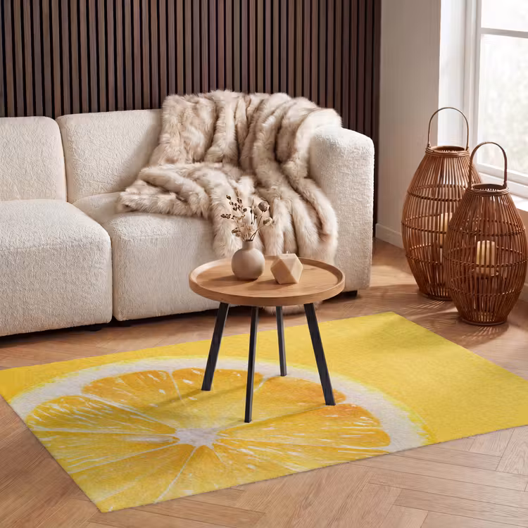 Citroen - Geel - Zonnig Vloerkleed Rechthoek klein -atmosphere_sfeer2_global