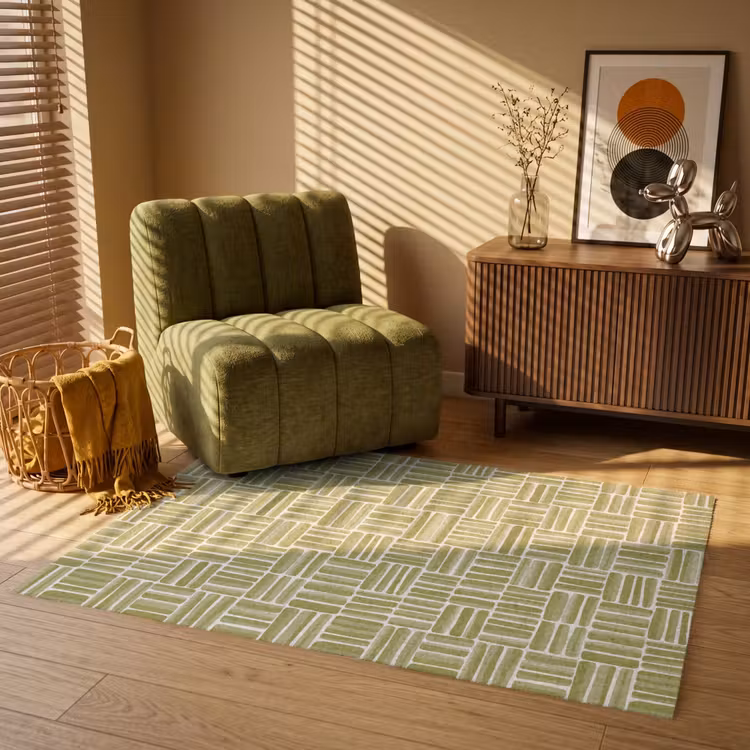 Vlecht - Patroon - Groen Vloerkleed Rechthoek klein 1091 -atmosphere_sfeer1_global