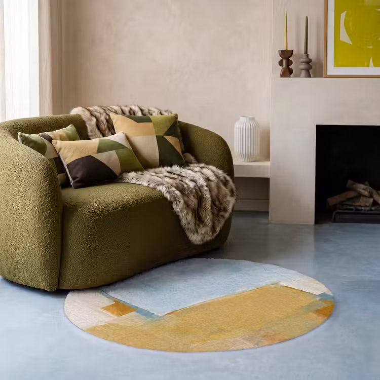 Teppich - Zusammenfassung – Farben – Kunst – Modern – Blau - Abstract - Kleuren - Kunst - Modern - Blauw Vloerkleed Rond klein