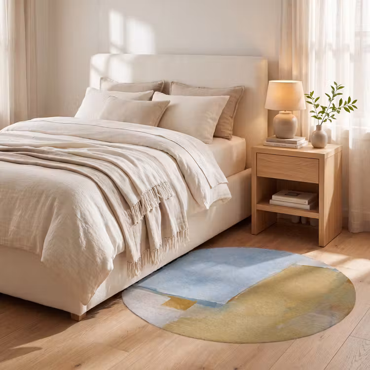 Teppich - Zusammenfassung – Farben – Kunst – Modern – Blau - Abstract - Kleuren - Kunst - Modern - Blauw Vloerkleed Rond klein