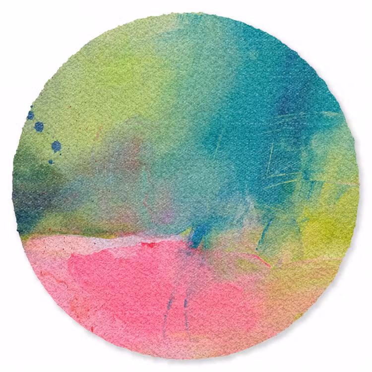 Teppich - Zusammenfassung – Farben – Modern – Grün – Rosa - Abstract - Kleuren - Modern - Groen - Roze Vloerkleed Rond klein