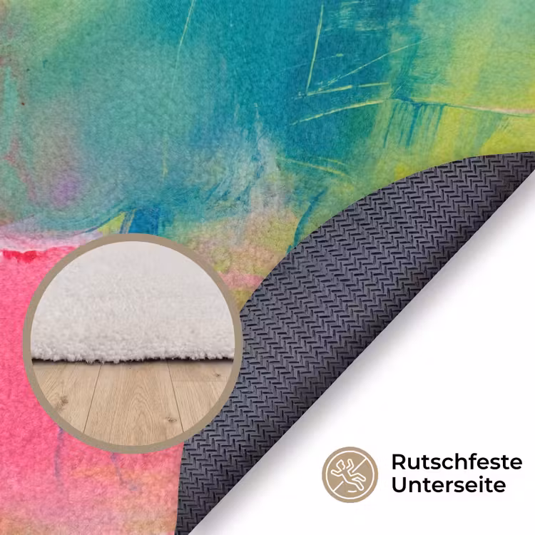 Teppich - Zusammenfassung – Farben – Modern – Grün – Rosa - Abstract - Kleuren - Modern - Groen - Roze Vloerkleed Rond klein