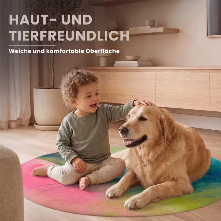 Teppich - Zusammenfassung – Farben – Modern – Grün – Rosa - Abstract - Kleuren - Modern - Groen - Roze Vloerkleed Rond klein