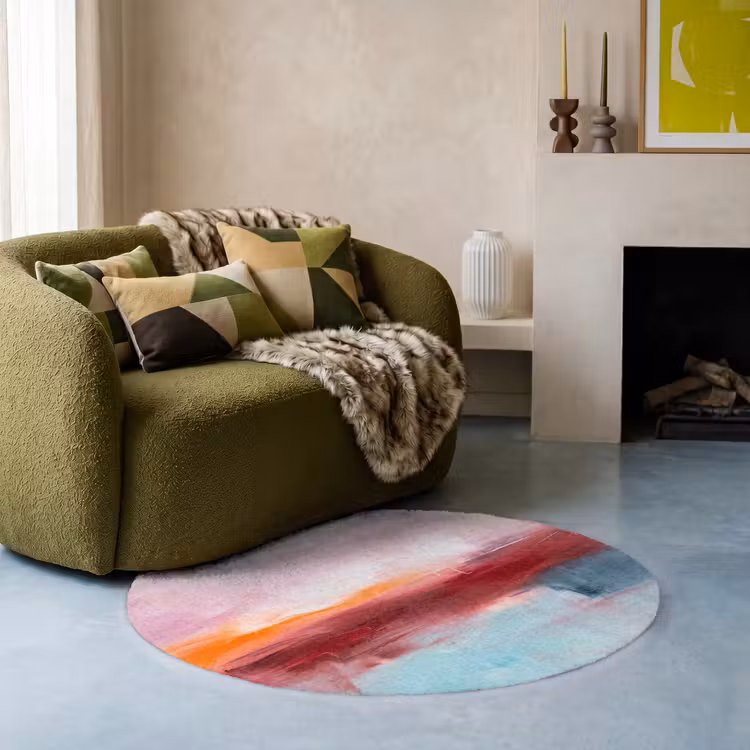 Teppich - Zusammenfassung – Farben – Modern – Kunst – Rosa - Abstract - Kleuren - Modern - Kunst - Roze Vloerkleed Rond klein