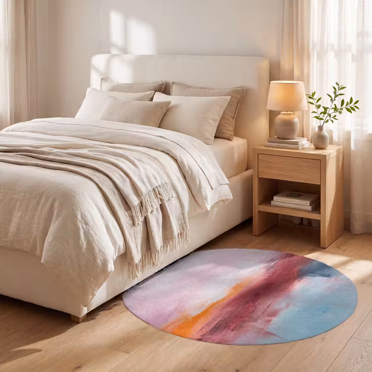 Teppich - Zusammenfassung – Farben – Modern – Kunst – Rosa - Abstract - Kleuren - Modern - Kunst - Roze Vloerkleed Rond klein