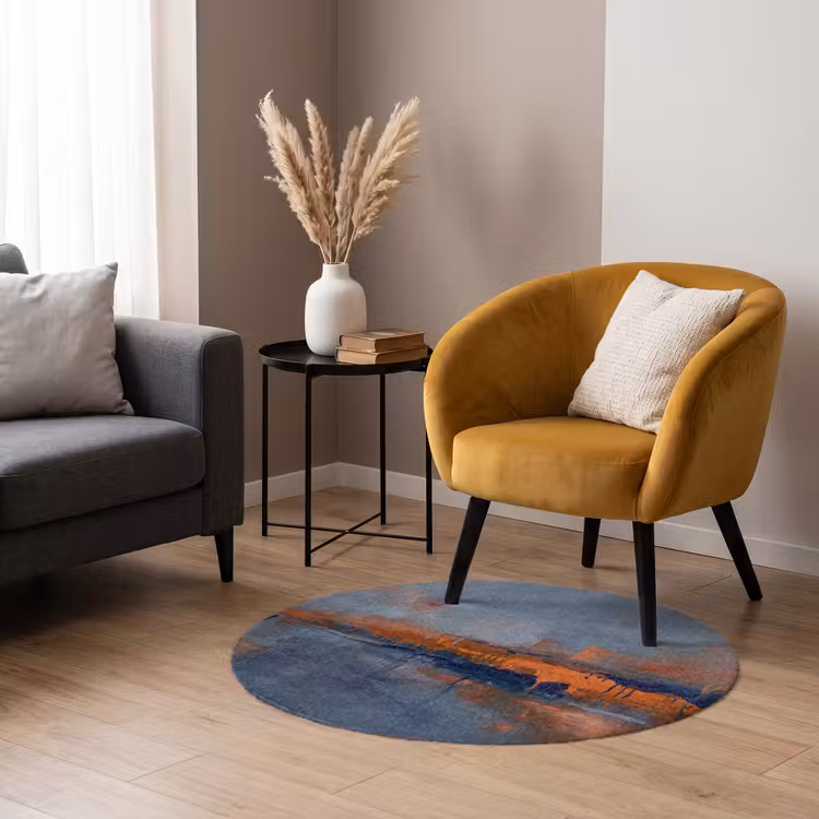 Teppich - Zusammenfassung – Farben – Modern – Orange – Grau - Abstract - Kleuren - Modern - Oranje - Grijs Vloerkleed Rond klein