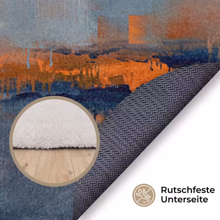 Teppich - Zusammenfassung – Farben – Modern – Orange – Grau - Abstract - Kleuren - Modern - Oranje - Grijs Vloerkleed Rond klein
