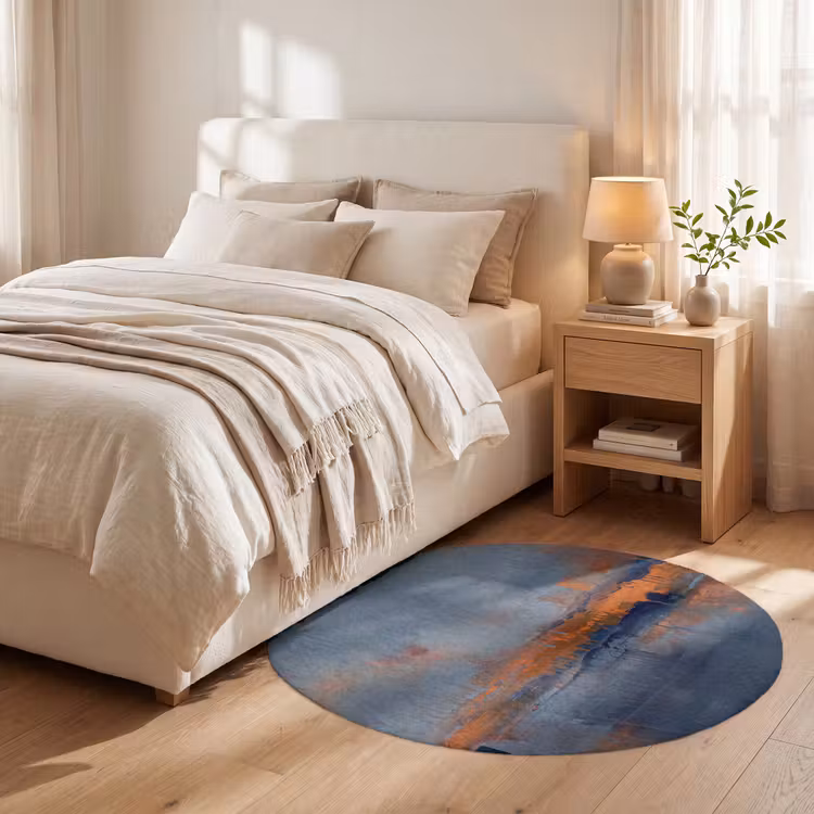 Teppich - Zusammenfassung – Farben – Modern – Orange – Grau - Abstract - Kleuren - Modern - Oranje - Grijs Vloerkleed Rond klein